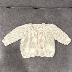 Huggalugs Cozy Cream Hand Knit Baby Sweater Size 12-18M